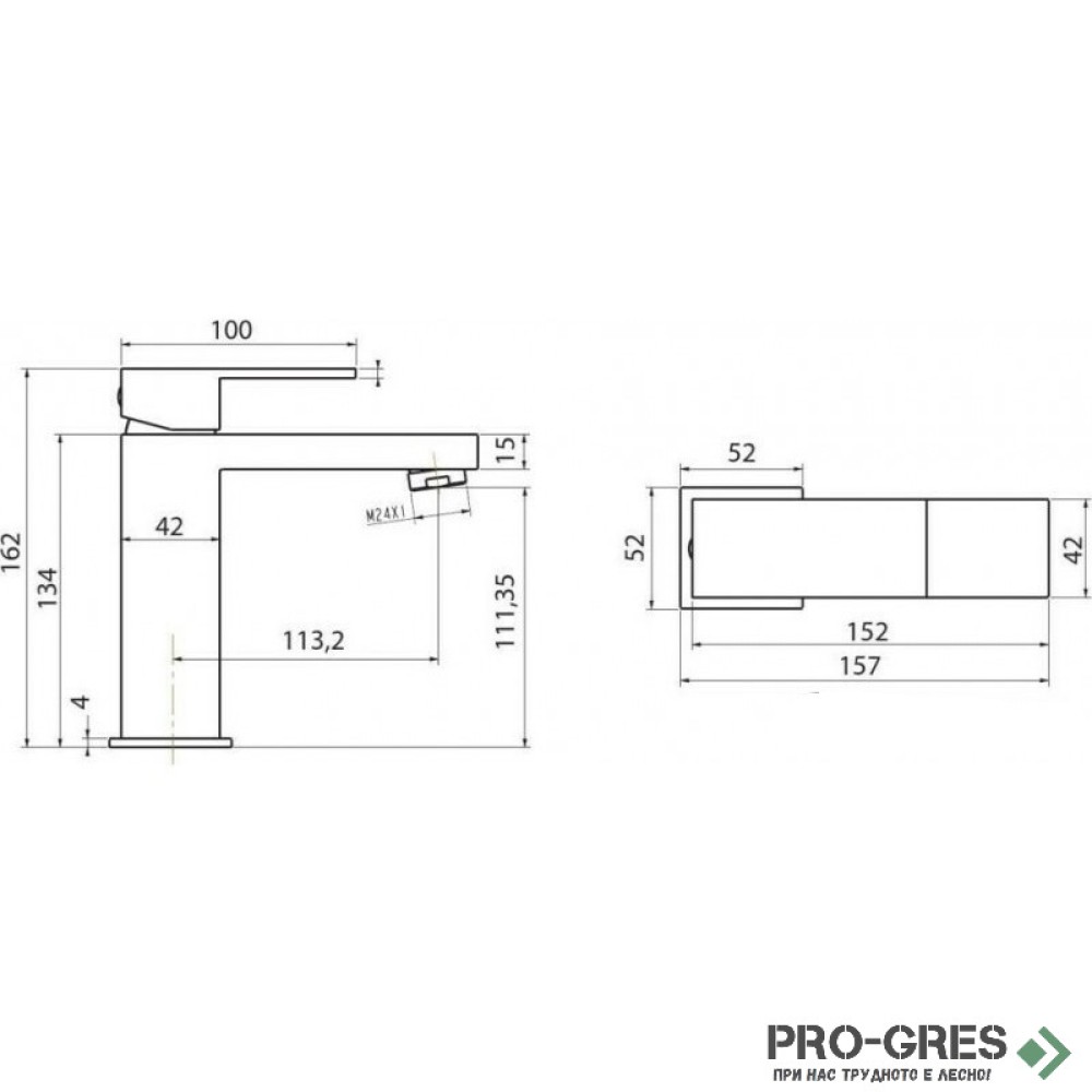 Смесител за мивка без изпразнител, хром Karag Delos E02FA382-CP