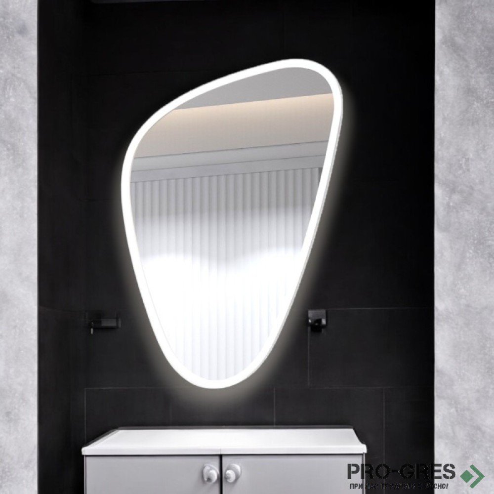 Огледало за баня с Led осветление, 65х100 см, бяла рамка, KARAG ELENA White