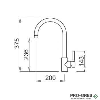 Висок смесител за кухня, с тръбен чучур, черен мат, Karag, Elleci Rosa, Granitek Black 40 C0140 Висок смесител за кухня, с тръбен чучур, черен мат, Karag, Elleci Rosa, Granitek Black 40 C0140