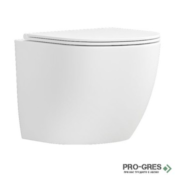 Конзолна тоалетна чиния 49х37 см,Rimless, бял мат KARAG MILOS LT-046E-NRMW
