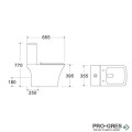 Моноблок 665х355х770мм RIMLESS, хоризонтално оттичане, бял, Karag, NATALIA 1215