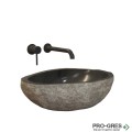 Мивка за баня тип купа ф40-45 см, от естествен камък, сива, Karag River Stone NRS3