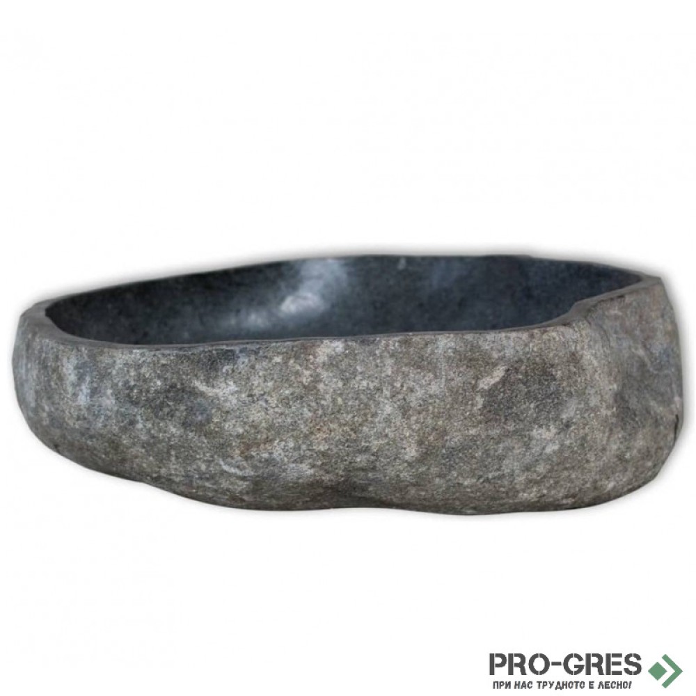 Мивка за баня тип купа ф40-45 см, от естествен камък, сива, Karag River Stone NRS3