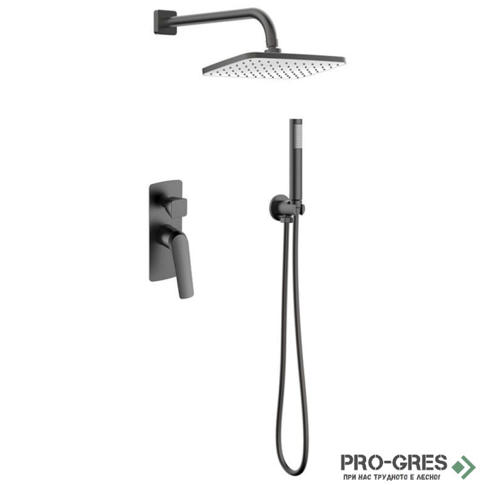 Комплект душ система за вграждане, антрацит, Karag Lea Gun Metal S05022