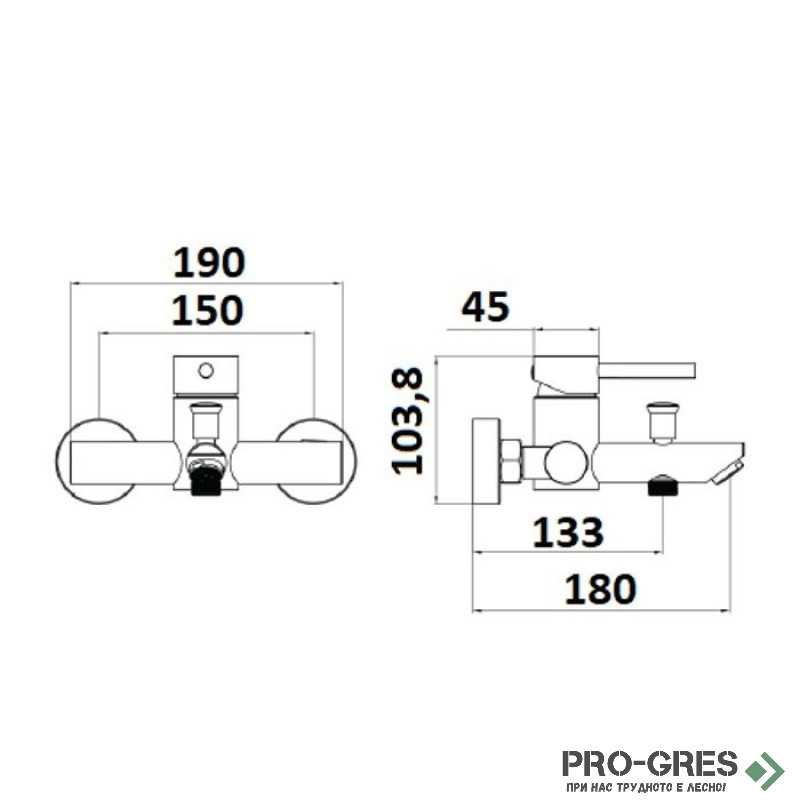 Стенен смесител за душ и вана, хром, Karag Artemis SO903F-C