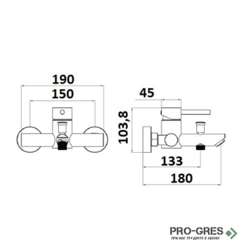 Стенен смесител за душ и вана, розово злато, Karag Artemis SO903F12-RG