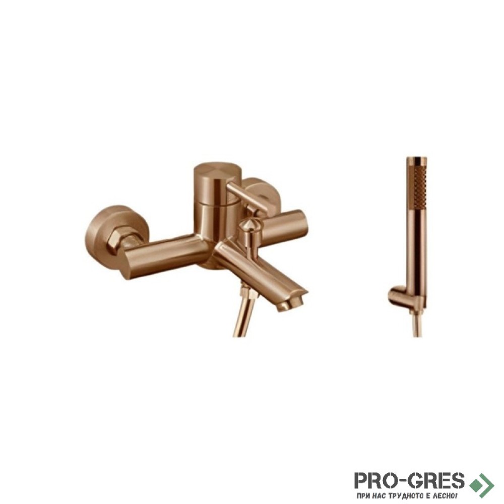 Стенен смесител за душ и вана, розово злато, Karag Artemis SO903F-RG