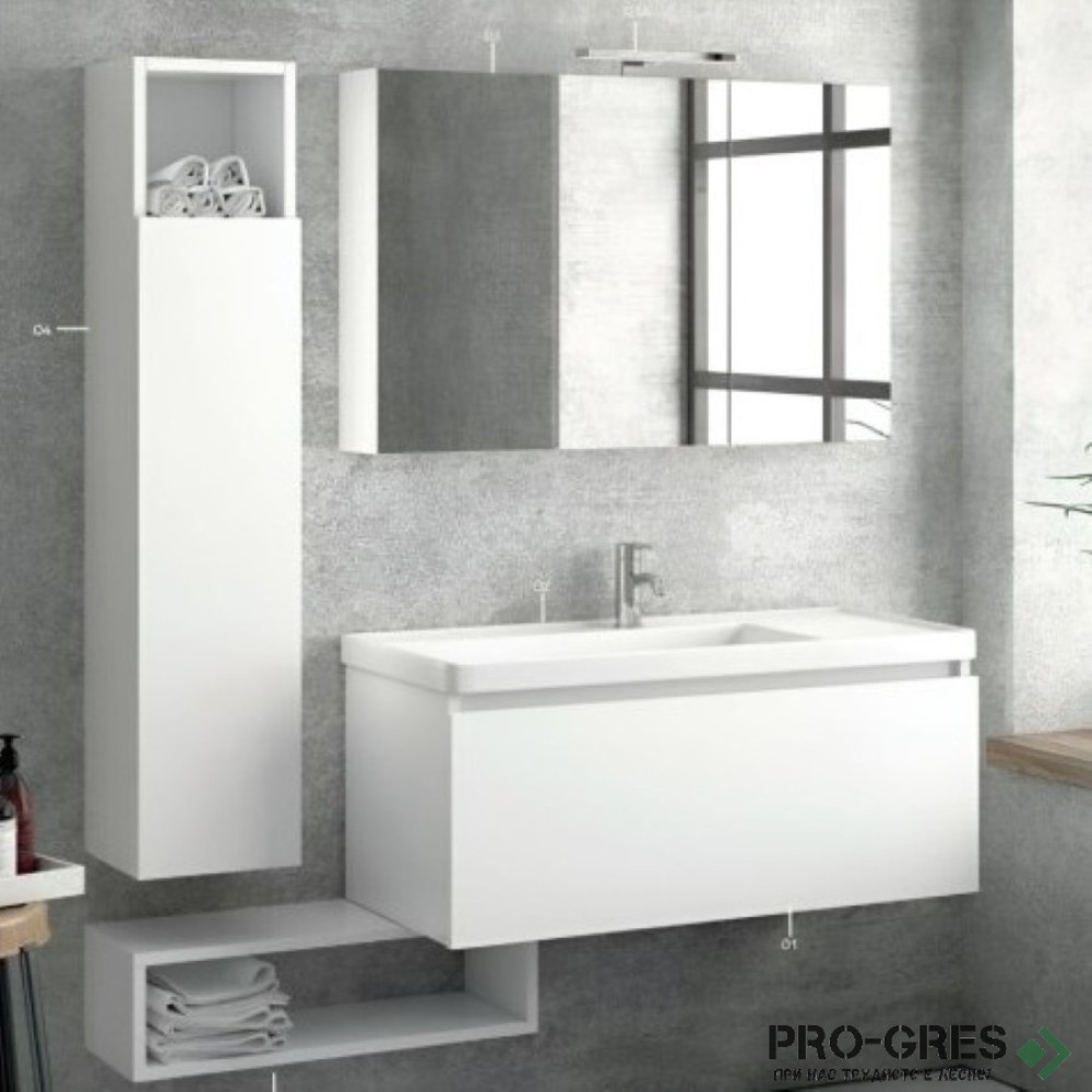 Шкаф за баня с чекмедже 985х450х450мм с мивка MDF, SPACE 100, Karag