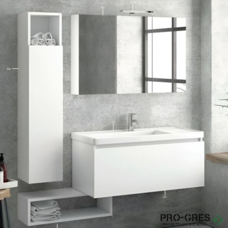 Шкаф за баня с чекмедже 985х450х450мм с мивка MDF, SPACE 100, Karag