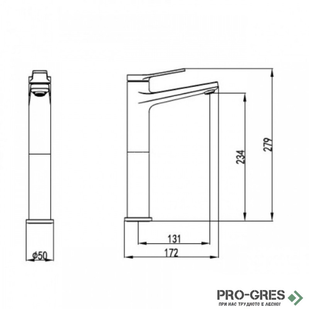 Смесител за мивка с високо тяло, хром KARAG ANDARE CHROME WNW168B73C
