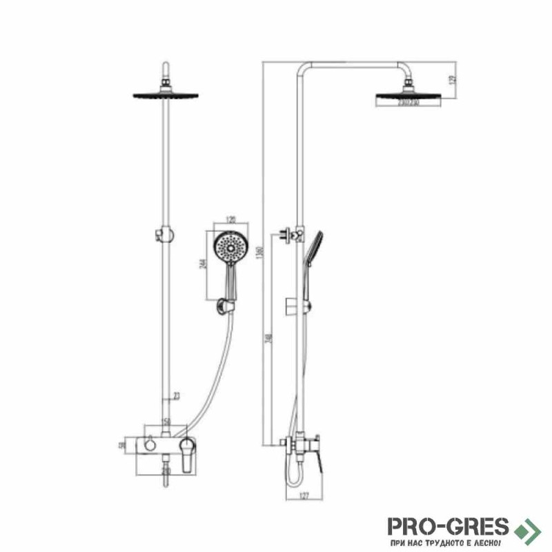 Душ система със смесител, хром KARAG Andare WNX33R98C