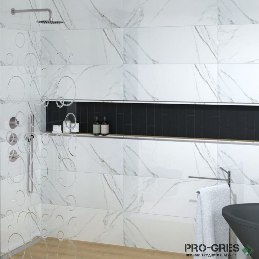 Плочки за баня Kera Tile Aston White Brillo 33.3×90 см Плочки за баня Kera Tile Aston White Brillo 33.3×90 см