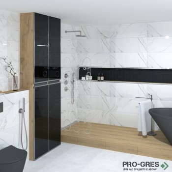 Плочки за баня Kera Tile Aston White Brillo 33.3×90 см