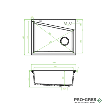 Гранитна кухненска мивка 60×48 см  LAVEO GRENADASBG 610T