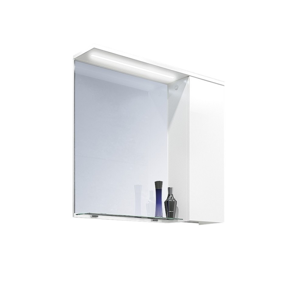 Горен шкаф за баня 65х15х60см бял PVC LED Песанте Triano