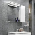 Горен шкаф за баня 65х15х60см бял PVC LED Песанте Triano