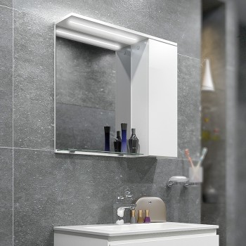 Горен шкаф за баня 65х15х60см бял PVC LED Песанте Triano Горен шкаф за баня 65х15х60см бял PVC LED Песанте Triano