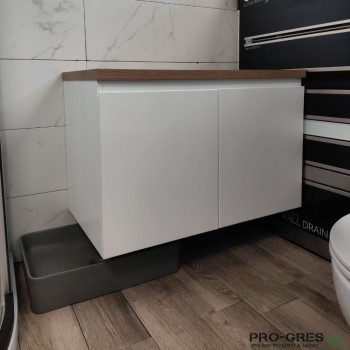 Долен шкаф PVC дървесен плот ,две врати и рафт,бял 80х53х45см Clean