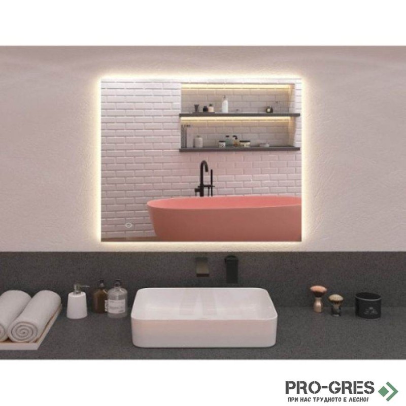 Огледало за баня с LED осветление, 80х60 см, Progetto M032.6080touch60