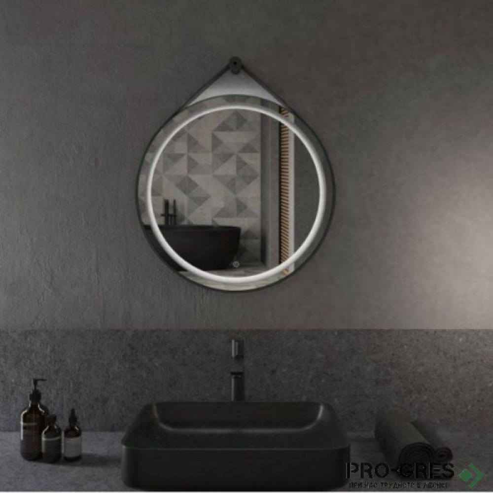 Кръгло огледало с LED осветление, ф70 см, черна рамка, Progetto M090.D70touch