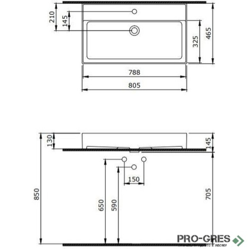 Мивка за баня бяла 80х46.5см  Cross Line Quarter Bath