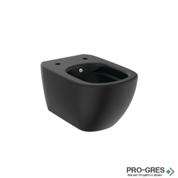 Конзолна тоалетна без ръб с биде Deep компактна черен мат Quarter Bath