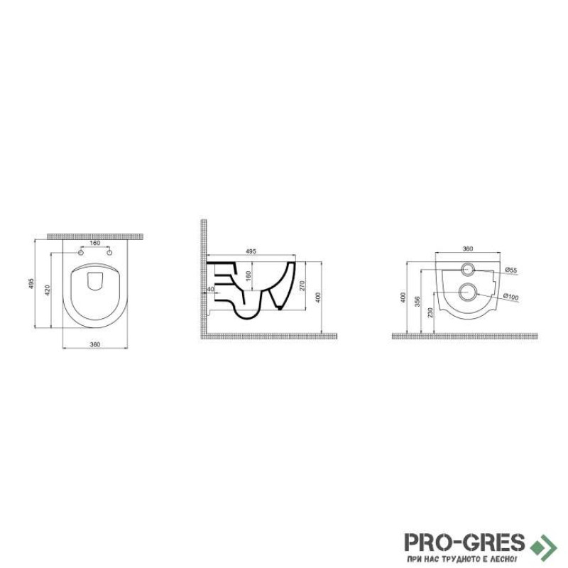 Конзолна тоалетна без ръб с биде Deep компактна черен мат Quarter Bath Конзолна тоалетна без ръб с биде Deep компактна черен мат Quarter Bath