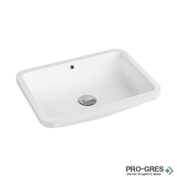 Мивка за баня правоъгълна бяла монтаж под плот Single+ 53x39 Quarter Bath