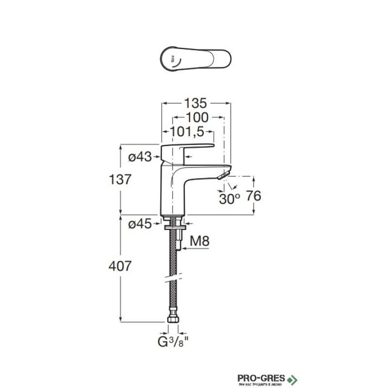 Смесител за мивка Victoria Plus Cold Start, Roca A5A324FC00