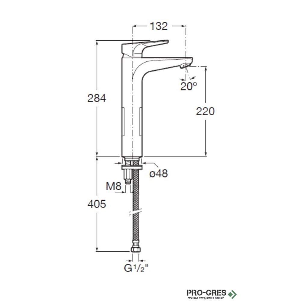 Смесител за мивка висок Atlas Cold Start, Roca A5A3790C00