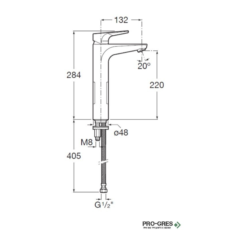 Смесител за мивка висок Atlas Cold Start, Roca A5A3790C00