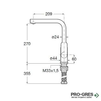 Смесител за кухня Cala Cold Start, L чучур, Roca A5A836EC00