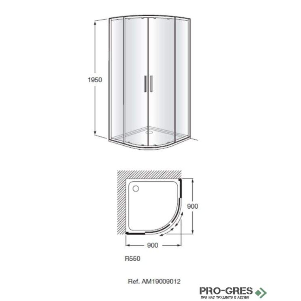 Душ кабина овална Victoria MR 90x90 хром профил, Roca AM19009012
