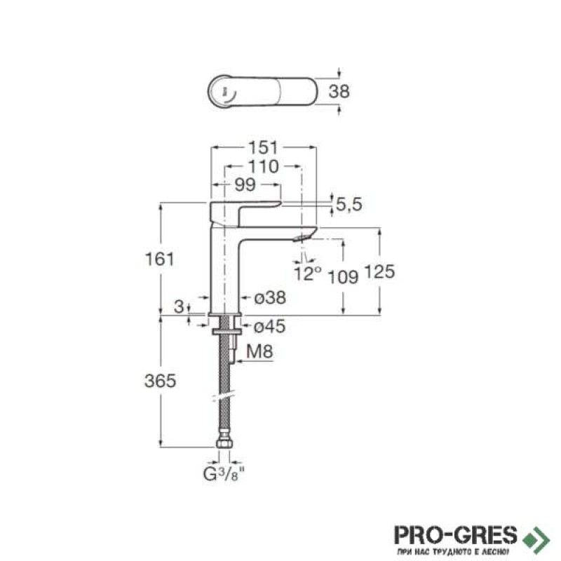 Смесител за мивка Cala Cold Start, Roca A5A326EB00