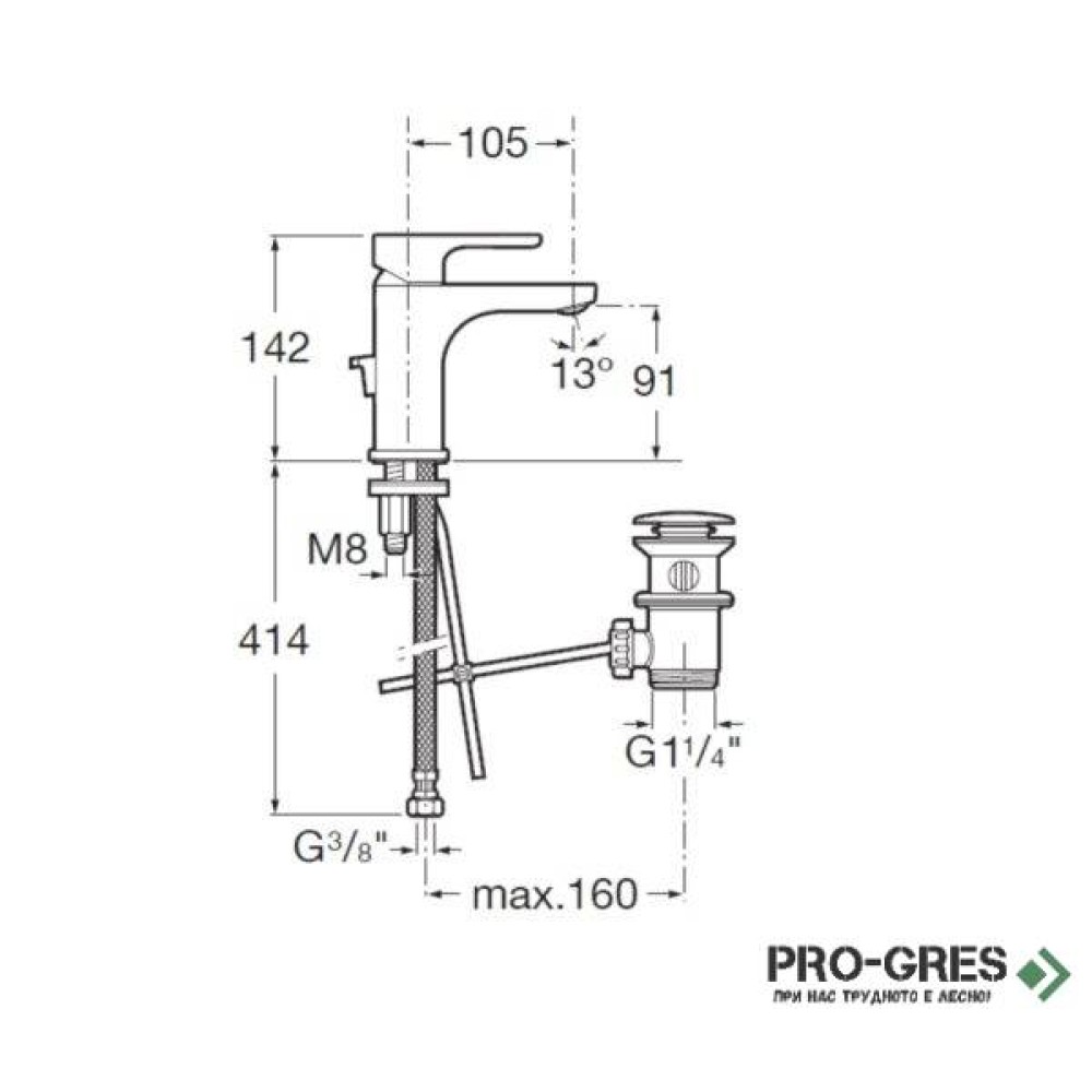 Смесител за мивка L20 Cold Start, Roca A5A3I09C00