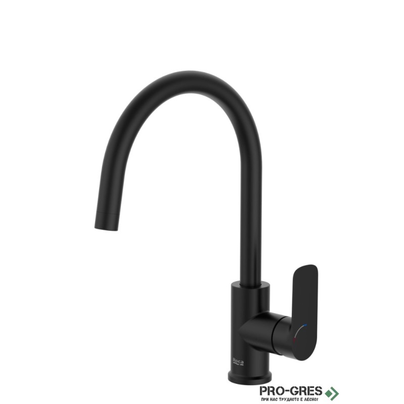 Смесител за кухня Cala Cold Start, U чучур, черен мат, Roca A5A846ENB0