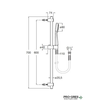 Тръбно окачване със слушалка Stella 80 Roca A5B1403C00