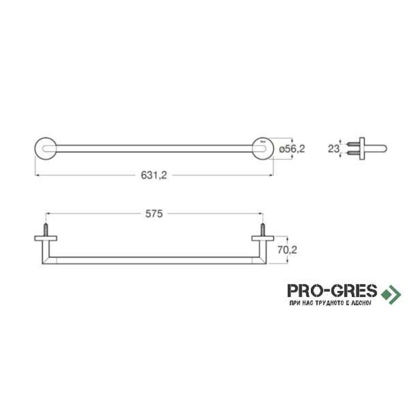 Релса за кърпи 60cm Hotels Round, Roca A817574B00