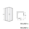 Душ кабина квадратна Ura Standart 2L2 100х100 хром профил, Roca AM16510012M/АМ16510012М