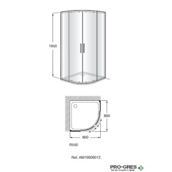 Душ кабина овална Victoria MR 80x80 хром профил, Roca AM19008012