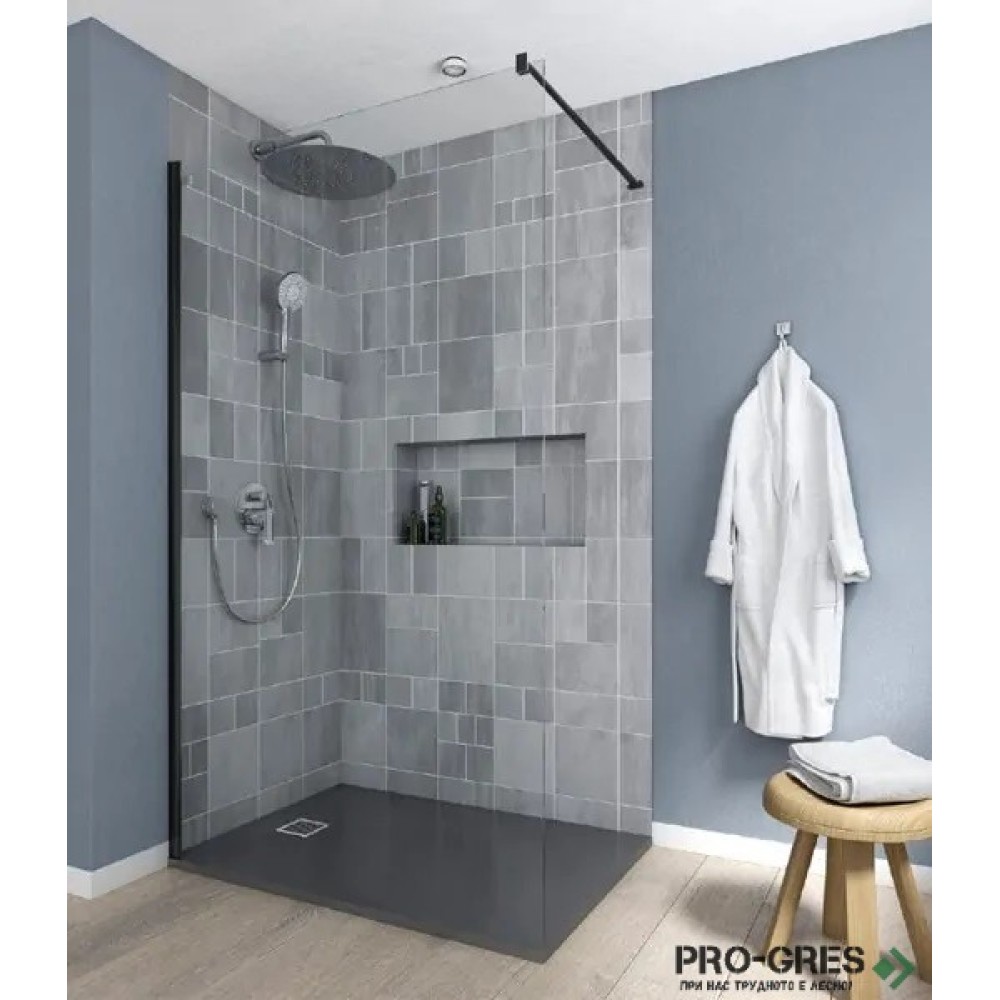 Стационарен параван District DF 6mm 90x200 черен профил, Roca AMB0109016