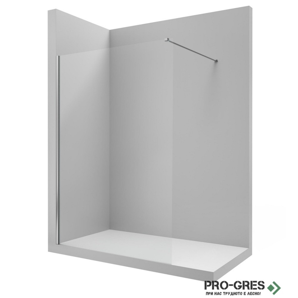 Стационарен матиран параван District DF 8mm 80x200 хром профил, Roca AMB02080C2