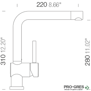 Смесител за кухня с висок чучур, Stone SCHOCK Piega Fix 547000