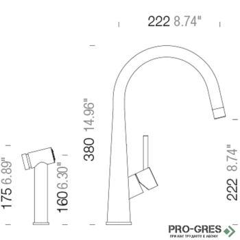 Смесител за кухня с висок чучур, инокс SCHOCK Conos Pro 528006EDM