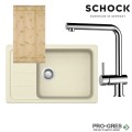 Комплект мивка за кухня, смесител за кухня и дъска SCHOCK FORMHAUS D100LS / SCHOCK Epos Fix 540000 Vanilla