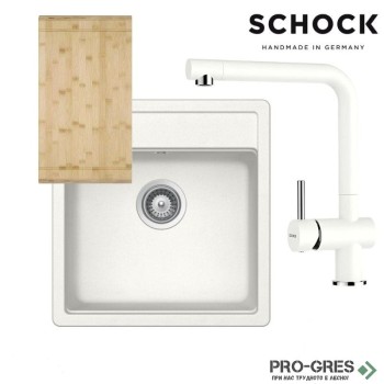 Комплект мивка за кухня, смесител за кухня и дъска SCHOCK NEMO N100S / SCHOCK Epos Fix 540000 Alpina