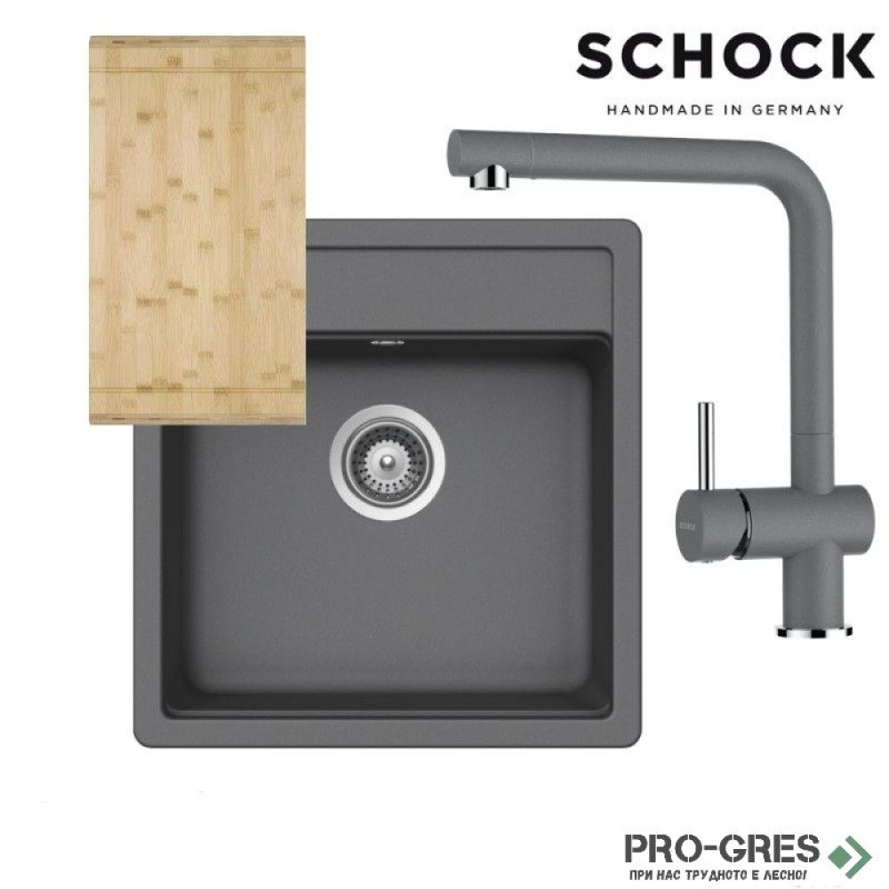 Комплект мивка за кухня, смесител за кухня и дъска SCHOCK NEMO N100S / SCHOCK Epos Fix 540000 Croma