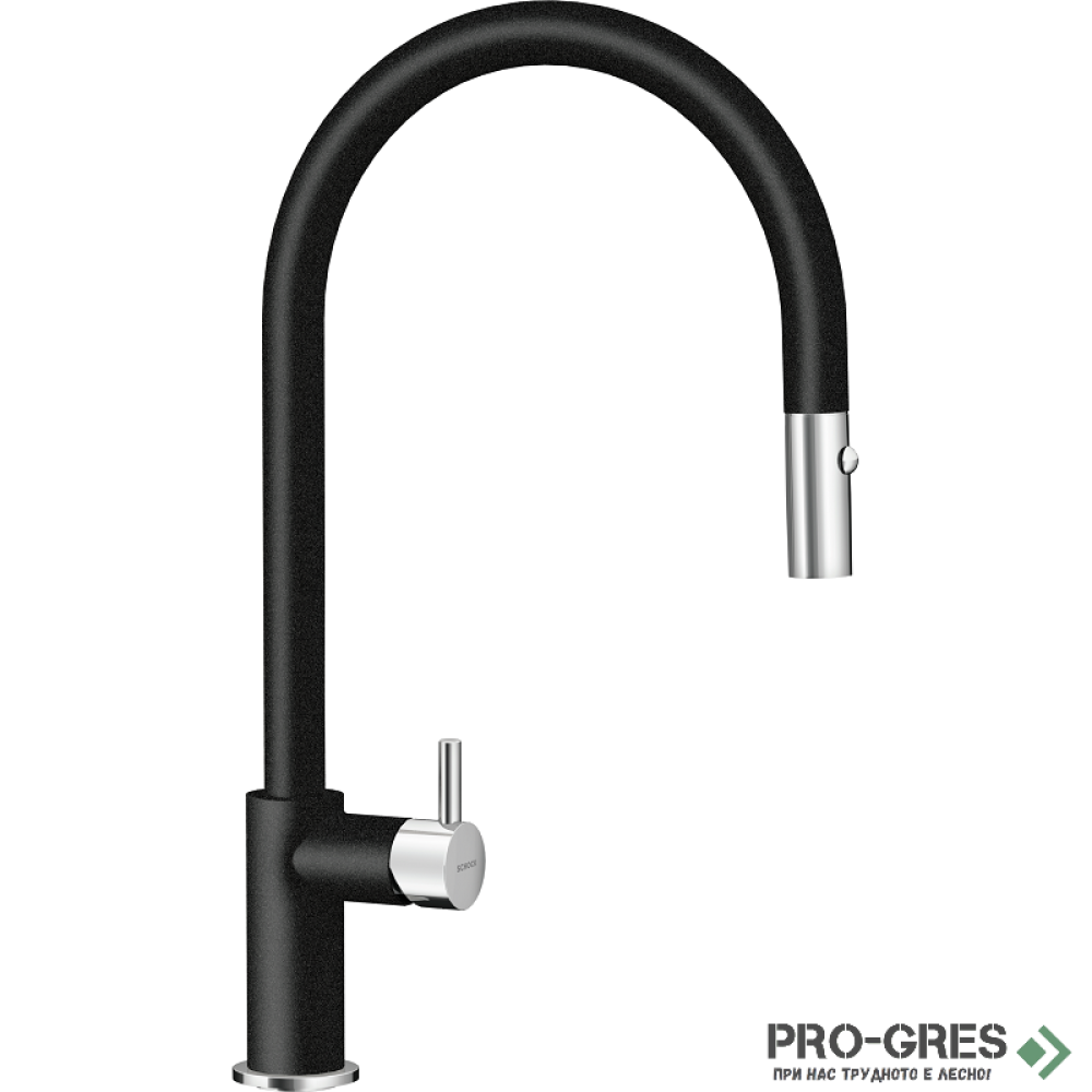 Смесител за кухня с висок чучур Black SCHOCK HEKATE pull-out