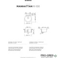 Мивка за кухня 49х47см за шкаф 45см, за вграждане върху плот SCHOCK MANHATTAN R100