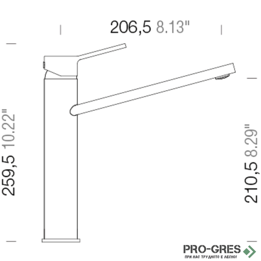 Смесител за кухня с висок чучур, Bronze, SCHOCK Papilio , 588000